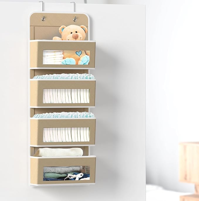 Simple Houseware 4 Clear Window Pocket Over Closet Door Storage Hanging