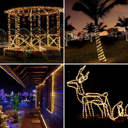 Lepro Outdoor Rope Lights Mains Powered, Connectable, 10m/33ft 240 LED Outdoor Garden Lights Plug in, Bright Warm White, Waterproof 10mm Thick Rope Lighting for Garden, Patio, Tree, Pathway, Christmas