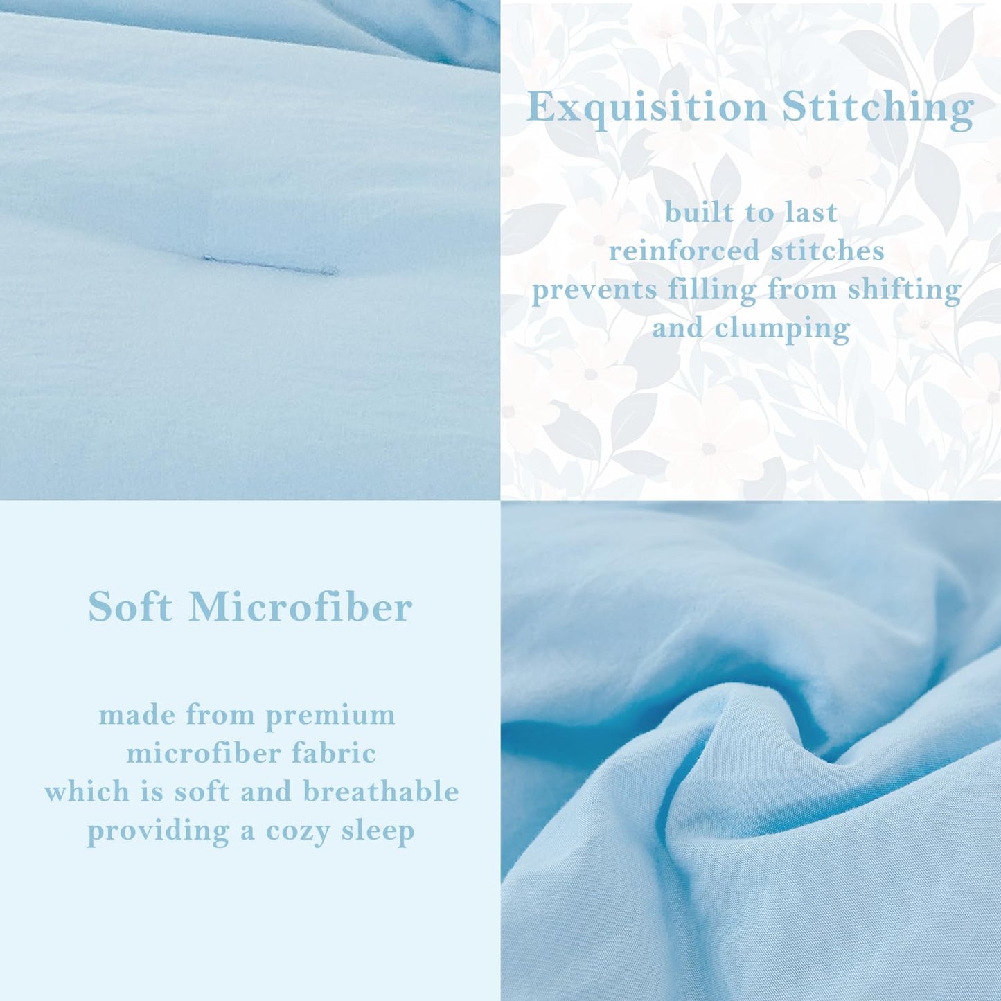 PERFEMET Ruffles Comforter Set 3 Pieces Light Blue Queen Comforter Set Shabby Chic Bedding Sets for Women Teen Girls Fluffy for All Season