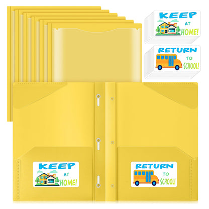 Henoyso 24 Set Take Home Folders with Clear Front Pocket, School-to-Home Communication Folder Bulk for Back to School Classroom, Heavy Duty Plastic Parent-Teacher Homework Folders (Yellow)