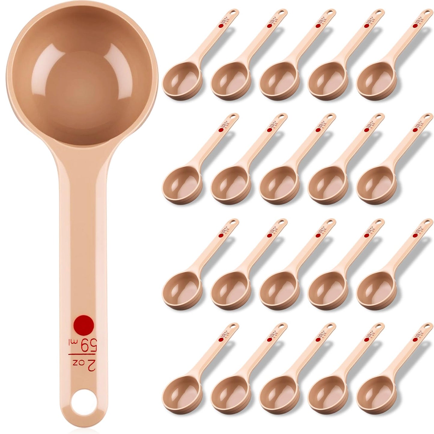 Teenyyou 20 Pcs Foodservice Products Measure Spoon with Short Handle 2 Ounces Measuring Scoop Food Grade Solid Portion Control Spoon for Oatmeal Creatine Coffee Grains Spices Powders