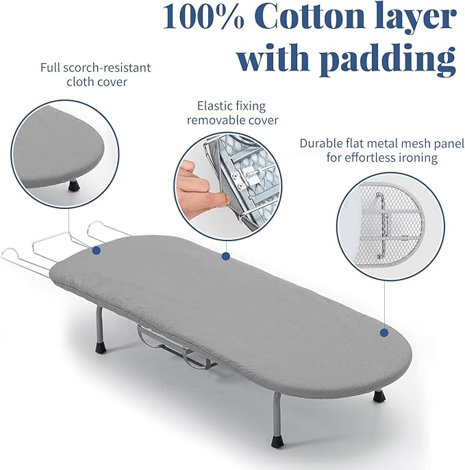Small Ironing Board with Iron Holder, RAINHOL Countertop Mini Ironing Board