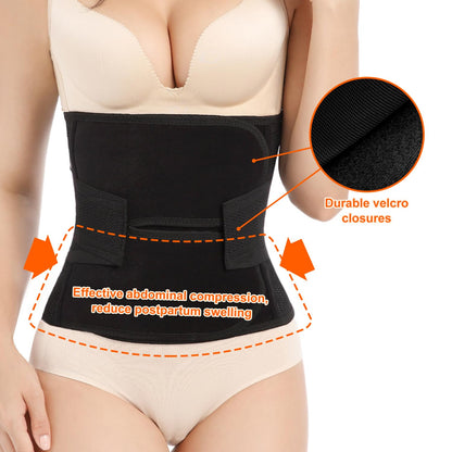 Trendyline Women Postpartum Girdle Corset Recovery Belly Band Wrap Belt Black