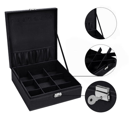 MOSISO Jewelry Box, Jewelry Storage Case Organizer Stackable Double Layer Lockable Display for Women Velvet Necklace Earring Bracelet Ring Watch Brooch Holder, Black