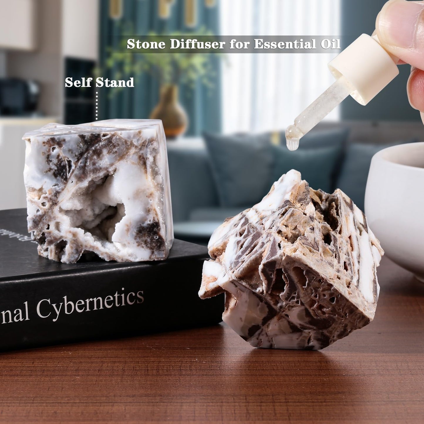 Nupuyai Natural Sphalerite Crystal Cube, Healing Druzy Geode Quartz Mineral Raw Stone Specimen Essential Oil Diffuser for Home Office Table Decor