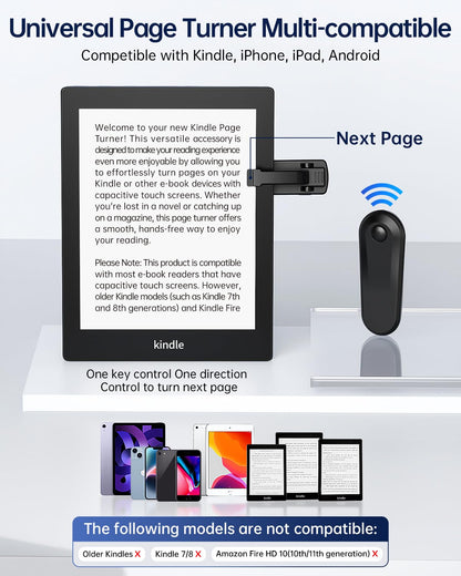 Bongogoo Kindle Holder with Remote Page Turner | Hands-Free Stand for Reading in Bed or Desk – Compatible with Kindle Paperwhite, Oasis, iPad, iPhone, and More | Fits Devices from 4.5” to 10”