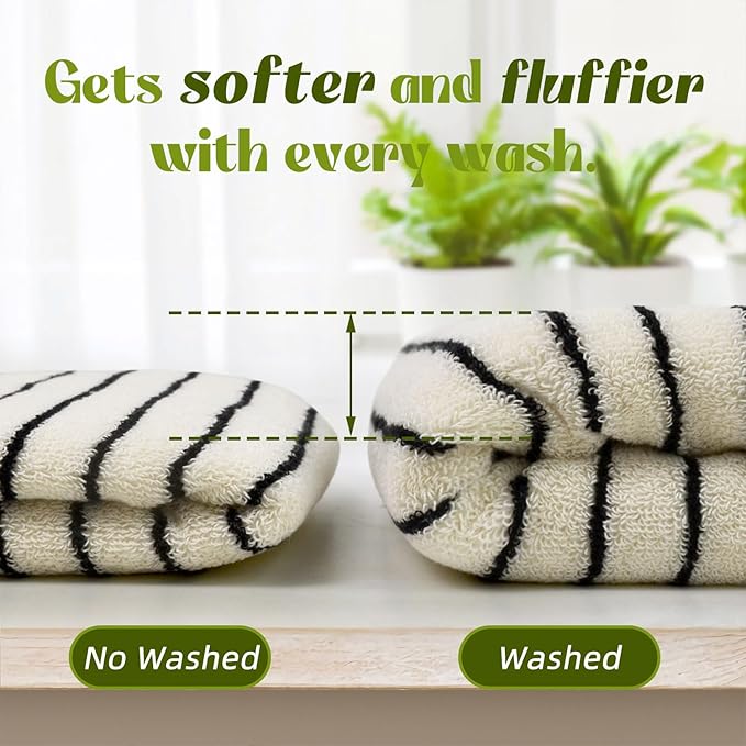 Jacquotha Black and White Striped Hand Towels