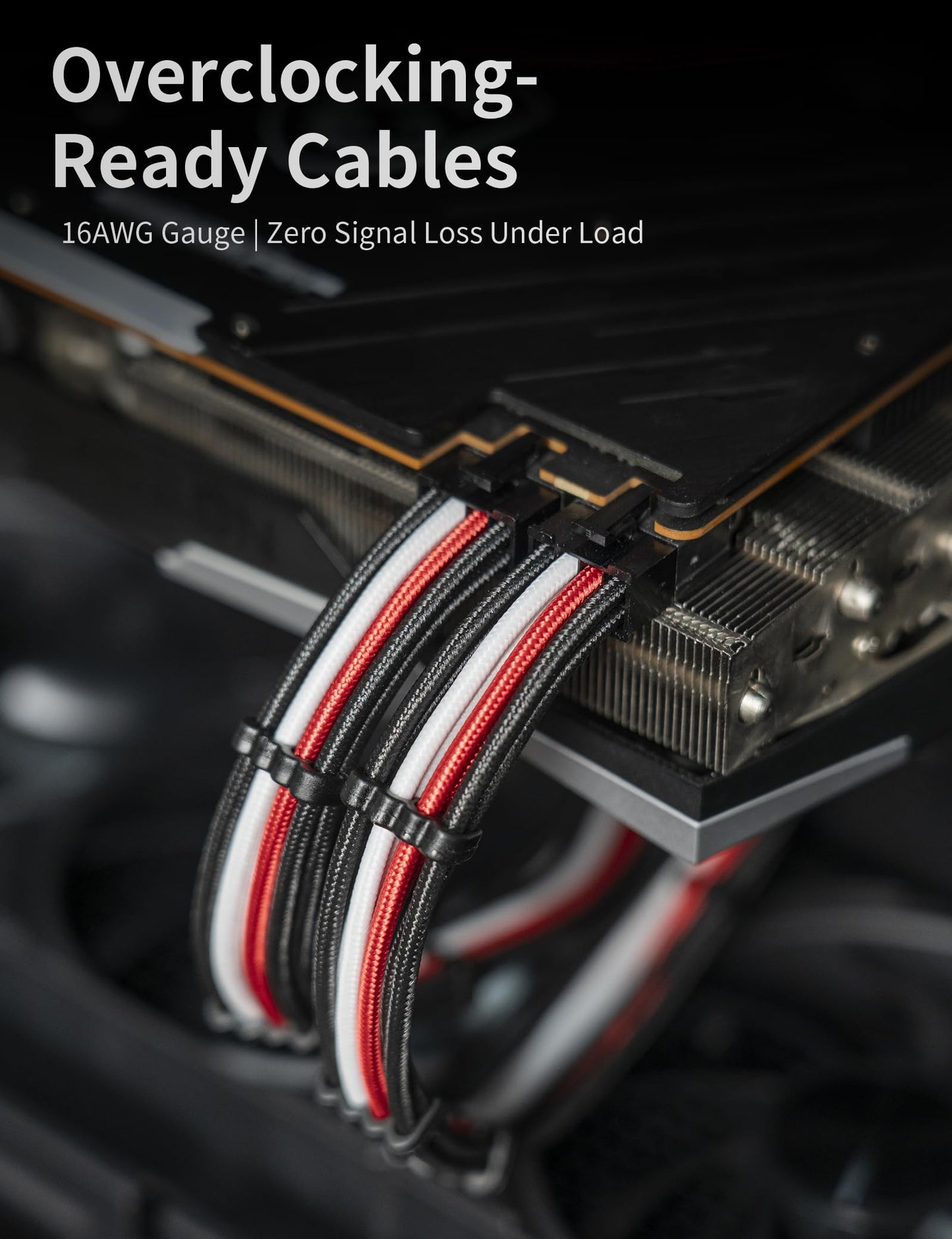 upHere Sleeve Extension Power Supply Cable Kit, Power Supply with Extra-Sleeved 24-PIN 8-PIN 6-PIN 4+4 PIN-Red/White/Black with Cable Combs(11.8 inch/ 30CM)