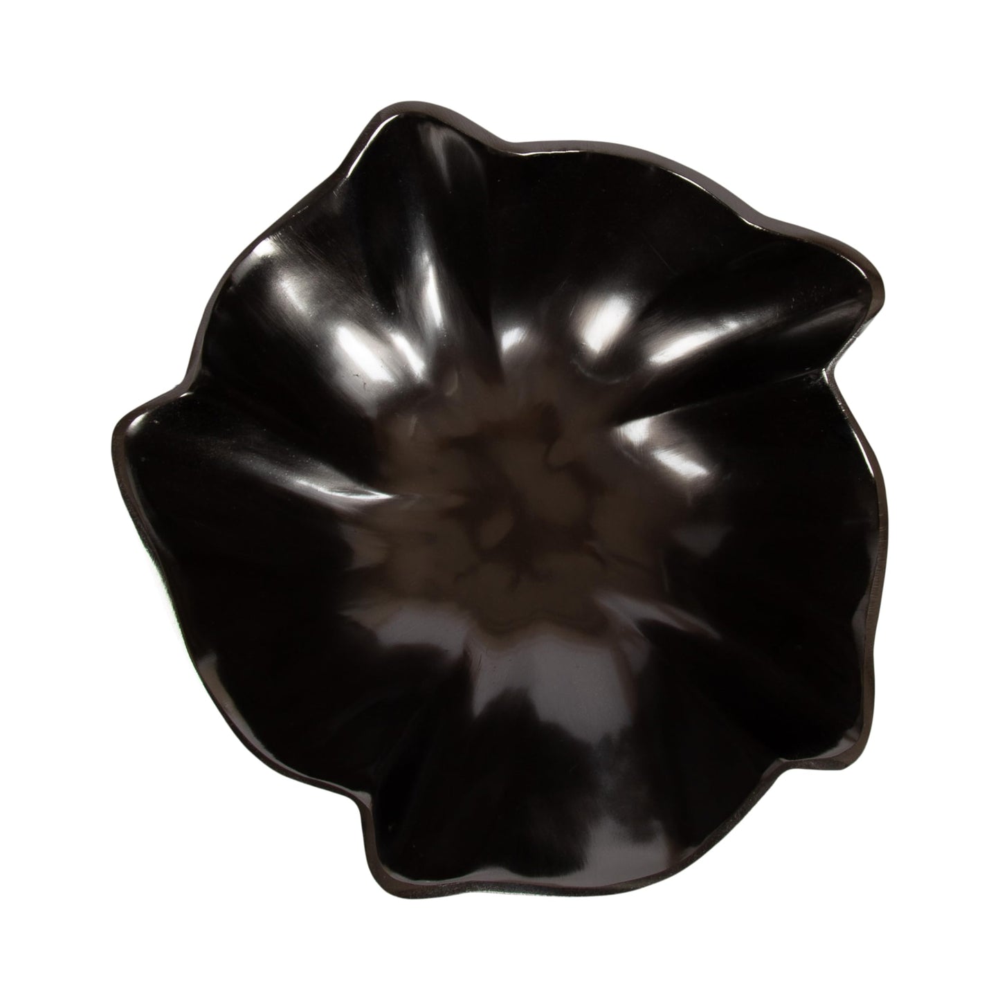 Kate and Laurel Flutte Scalloped Decorative Metal Serving Bowl; 10 x 10 x 3; Black Nickel; Modern Wavy Fruit Bowl for Kitchen Counter or Use as Tabletop Storage for an Entryway Table