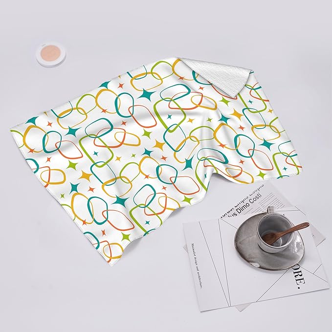Mid Century Modern Kitchen Towels Set of 2, Absorbent Hand Towels, Retro Dish