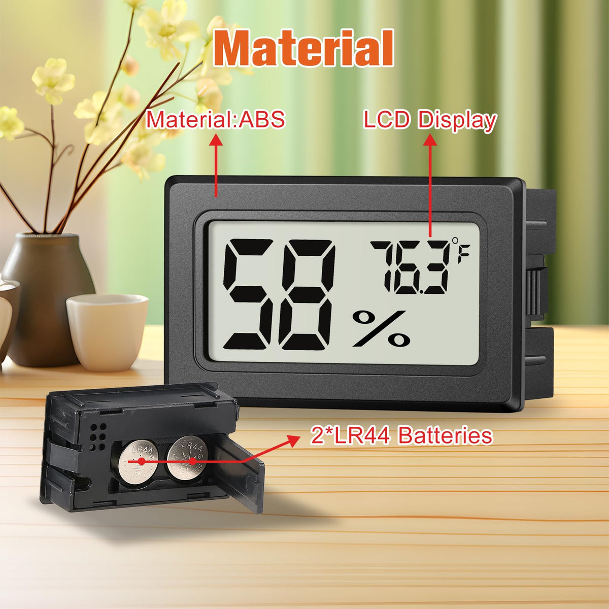 6 Pack Mini Hygrometer Indoor Humidity Meter, Small Digital Thermometer Humidity Gauge Meter, Indoor Thermometer Hygrometer Monitor Fahrenheit (℉) for Humidor, Thermostat Reptile Tank, Mason Jars