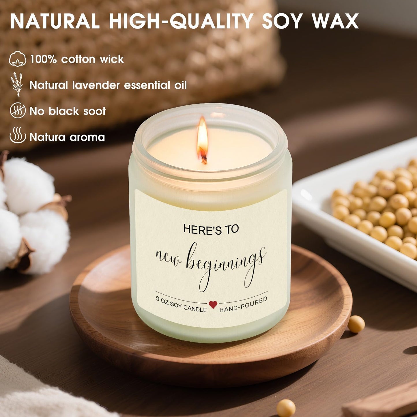 Kosmickiss New Beginnings Gifts for Women, Lavender Scented Candle, New Job, Farewell, Congratulations, Divorce Gifts for Women, Men, Coworkers, Friends