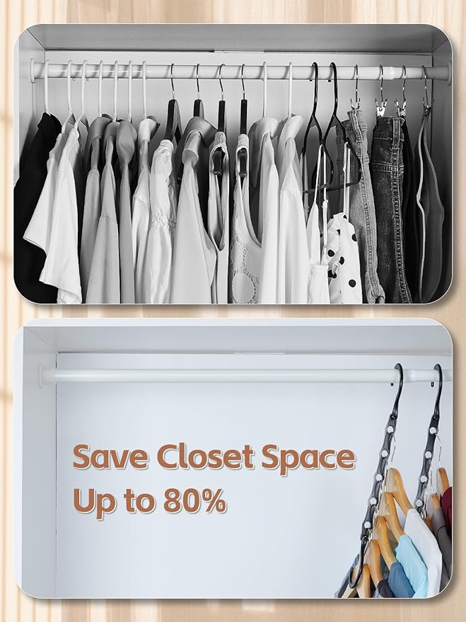 HOUSE DAY Space Saving Hangers, 8 Pack, Collapsible Closet Organizer, Smart