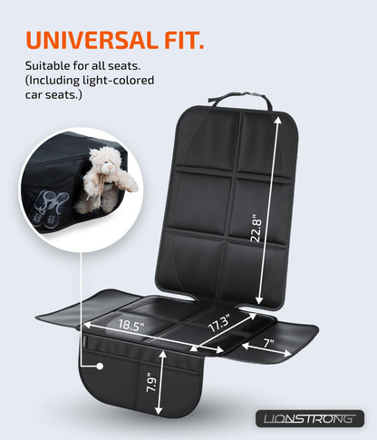 LIONSTRONG® Car Seat Protector for Child Seat [ISOFIX compatible]- Seat Cover for Infant Seat waterproof - Carseat Seat Protectors Baby - Car Seat Mat Dirt resistant - black