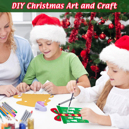 Civaner 24 Sets Christmas Craft Kit for Kids Tree Ornaments Hanging Art and Craft DIY Project Gingerbread House Crafts Kit Christmas Box Claus Reindeer Crafts for Kids, 6 Styles