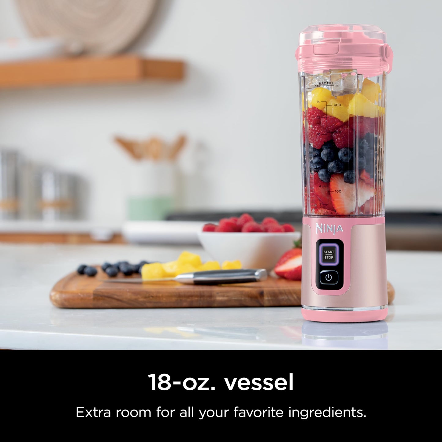 Ninja BC151BK Blast Portable Blender, Cordless, 18oz. Vessel, Personal Blender-for Shakes & Smoothies, BPA Free, Leakproof-Lid & Sip Spout, USB-C Rechargeable, Dishwasher Safe Parts, Black