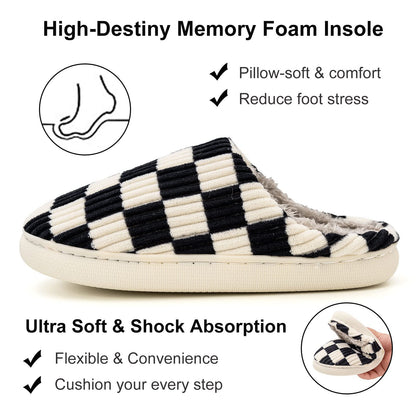Guyarns House Slippers for Women & Men, Casual Indoor/Outdoor Shoes with Memory Foam, Faux Fur Lining (Black 40/41)