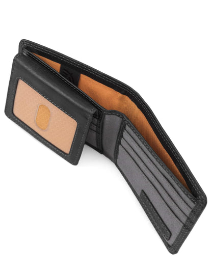 Timberland PRO mens Leather Rfid With Removable Flip Pocket Card Carrier Wallet, Black/Brandy, One Size UK