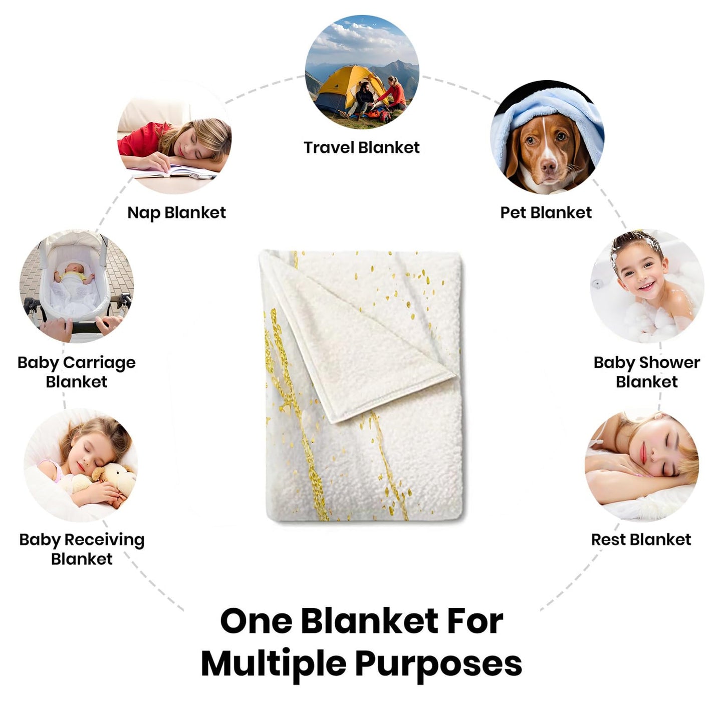 PAOABIU Grey and Golden Blankets, Marble Throw Blanket for Couch Bed Sofa, Minimalism Blankets and Throws - Super Soft Cozy Plush Flannel Blanket Gifts & Decor, 66x90