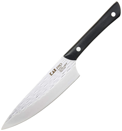 Kai PRO 6" Chef’s Knife, Hand Sharpened Kitchen Knife for Professional and Home Chefs, Japanese AUS6M Stainless Steel Blade, Full-Tang POM Handle, NSF Certified