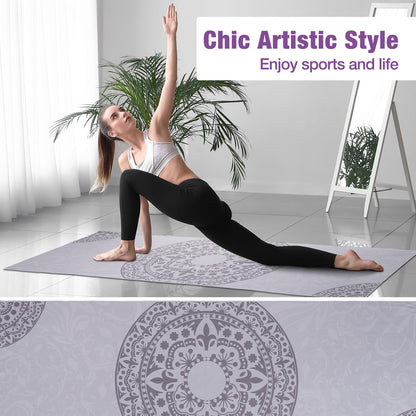 MoKo Yoga Towel, Non Slip Hot Yoga Blanket Printing Pattern Quick Dry with Corner Pocket for Bikram, Pilates, Gym Workout, Outdoor Picnic