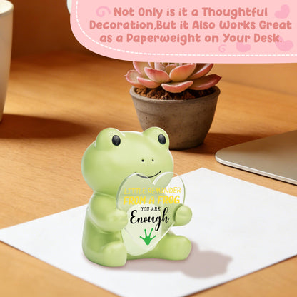 FTONENI Frog Figurine Encouragement Gift for Coworker Teacher Nurse Friend, You are Enough Positive Desk Decor, Appreciation Thank You Graduation Birthday Gift - FDF792