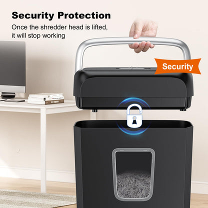 Bonsaii 6 Sheet Cross Cut Paper Shredder, Compact Shredder for Home & Small Office Use, Shreds Credit Cards, Staples, and Clips, Portable Handle Design, 13L Bin (C237-B Upgrade Version)