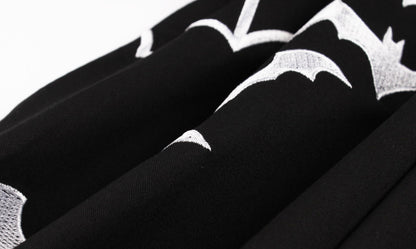 Wellwits Women's Bat Spider Web Embroidery Halloween Vintage Dress Black 3XL Plus