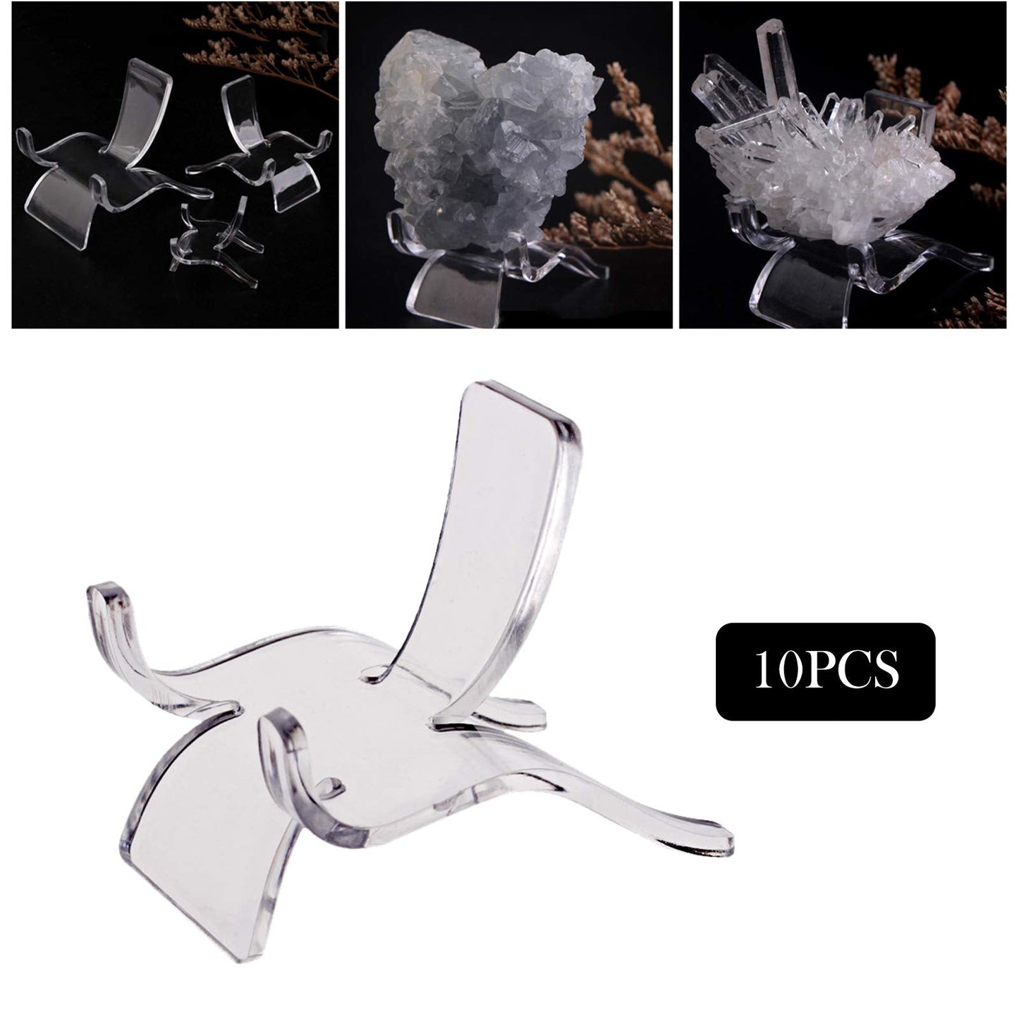 Generic Pack of 10 Clear Acrylic Display Stand Suport Base for Minerals Gemstones Rock Specimens Geode Agate Seashells Stones Jewelry Home Office Decoration - S