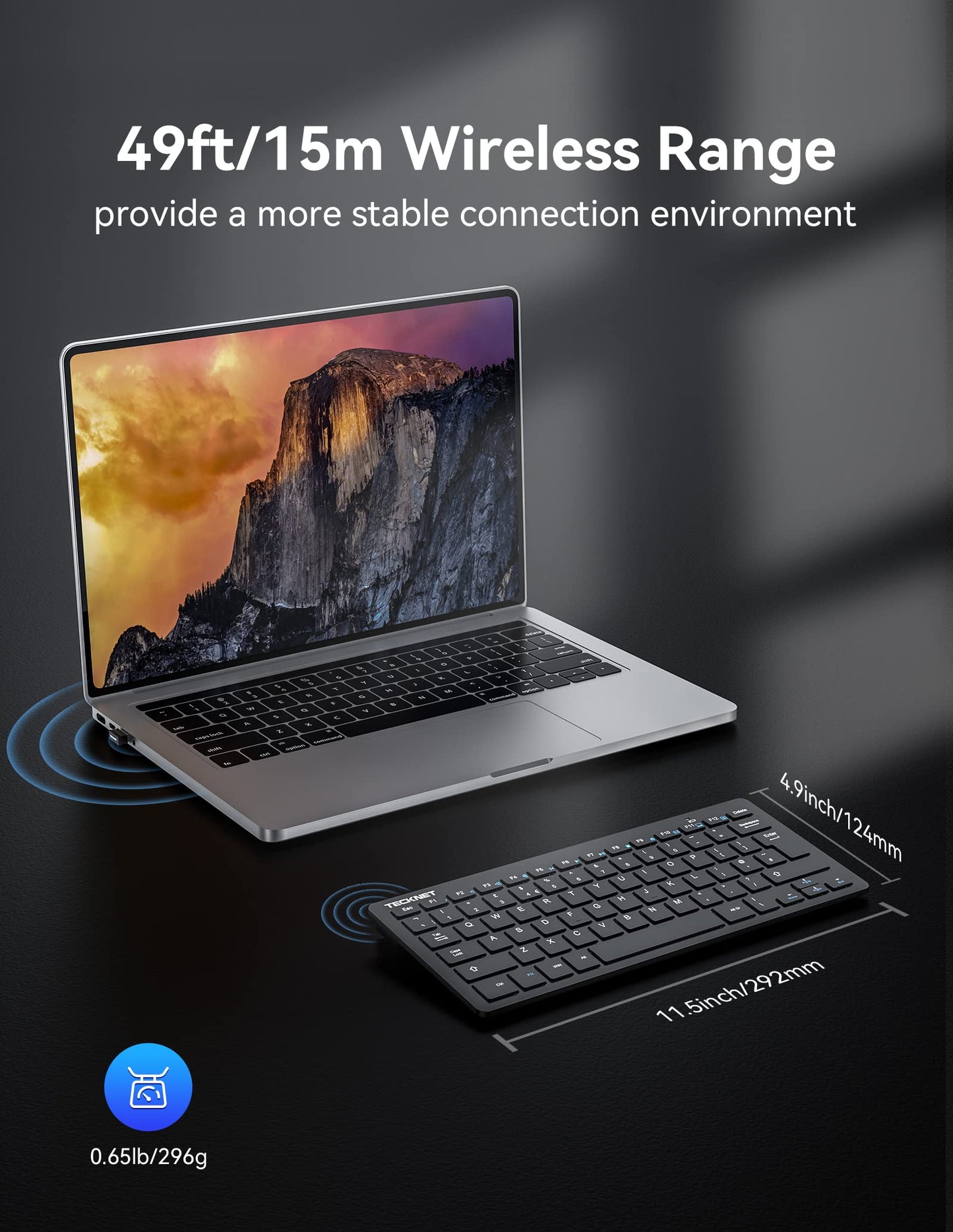 TECKNET 2.4G Wireless Keyboard For Windows/Chrome OS, UK Layout Compact Mini Keyboards, Small Silent Whisper-Quiet Keyboard with 12 months Battery Life (Black)