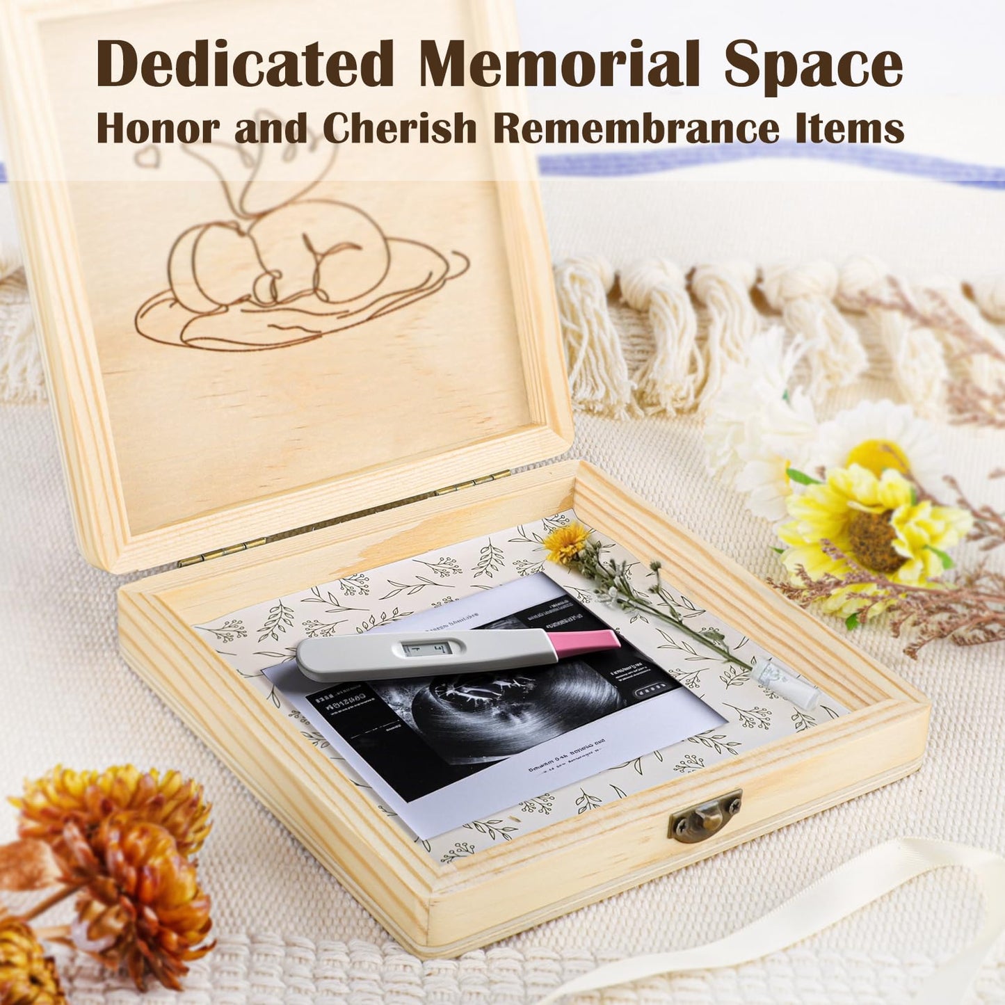 Ceiner Miscarriage Gifts for Mothers, Memorial Box for Pregnancy Loss, Wooden Angel Baby Keepsake with Storage for Photo & Ornament - Comfort Sympathy Bereavement Gift for Parents, Mom and Dad