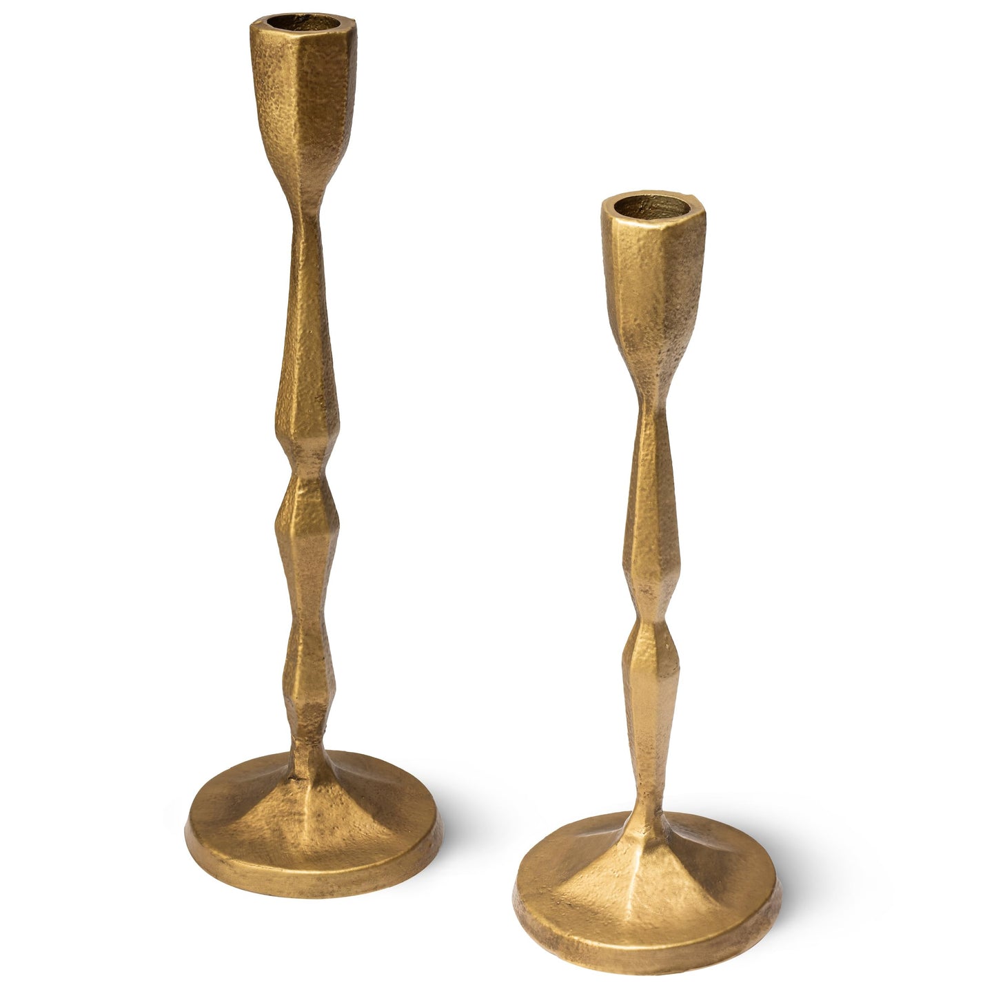 Antique Gold Candlestick Holders - Heavy Duty Cast Iron Candle Stick Holder Set of 2 - Unique Taper Candle Holder for Entryway, Table Decor or Housewarming Gift
