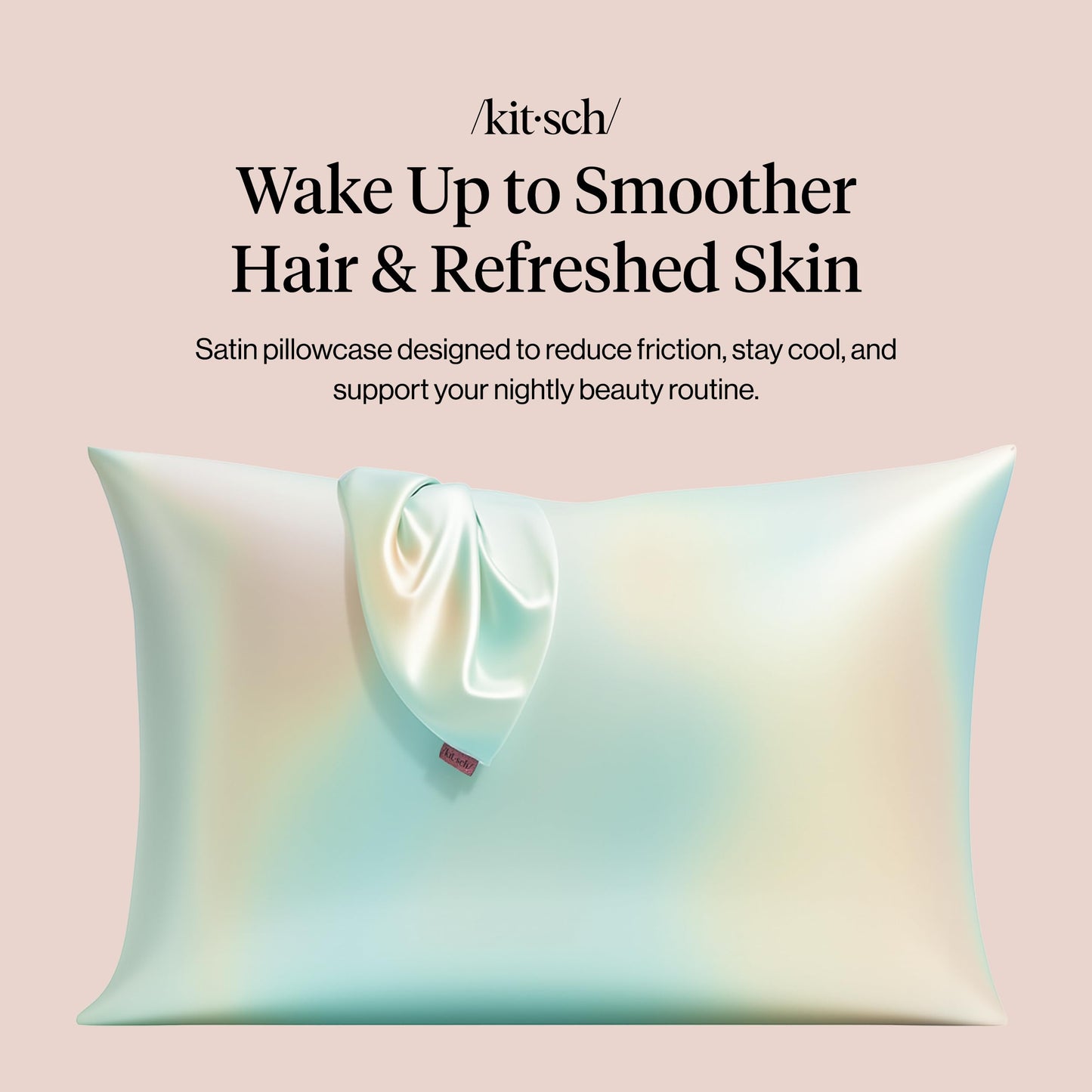 Kitsch Satin Pillowcase with Zipper for Hair & Skin - Softer Than Silk Pillow Cases, Smooth Cooling Satin Pillow Case, Wrinkle-Free, Machine Washable - Pillow Cases Standard Size (19x26) - Aura