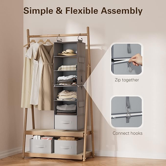 Pipishell 6-Shelf Hanging Closet Organizer