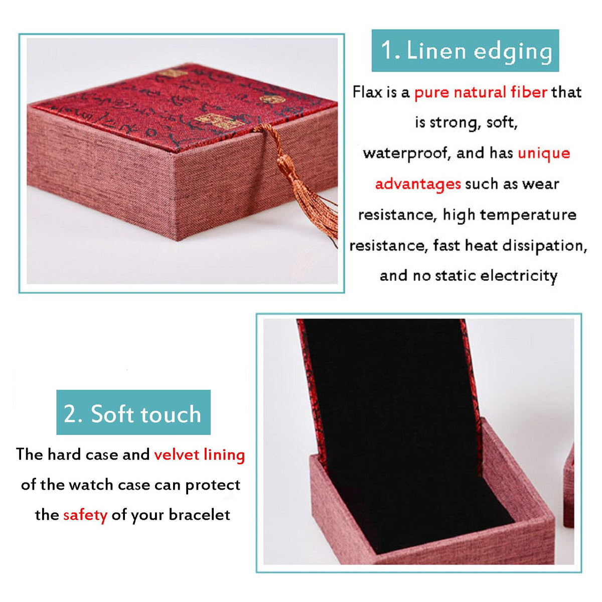MIAO JIN 6 Pieces Retro style Square Tassel Jewelry Boxes Set Small Travel Gift Organizer, Portable Traditional Bracelet Jewelry Earring Packaging Case for Valentine Day Anniversary Birthday Gift