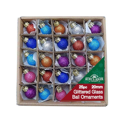 Kurt S. Adler 0.78-Inch Glitter Glass Ball Ornaments, 25 Piece Set (C1962)