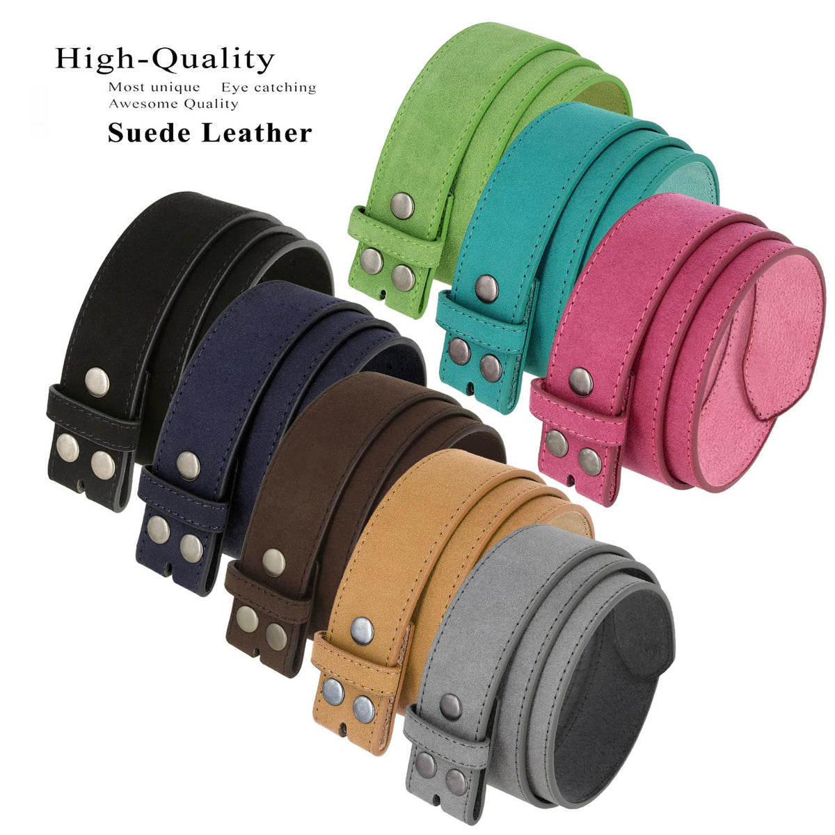 Men's Belt Rounded Edge Heel Bar Buckle Casual Jean Suede Leather Belt 1 1/2" Wide (Taupe, 30)