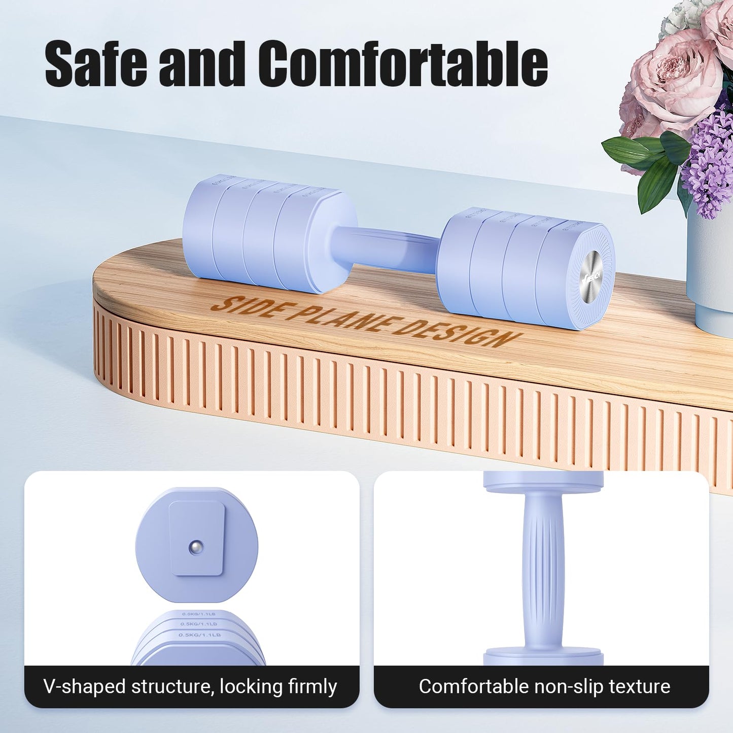 MERACH Dumbbell Set of 2, Adjustable Weight, Anti-slip Handle, Macaron Colors, Each 2.2/4.4/6.6/8.8 lbs, 4 in 1 Hand Weights for Women at Home