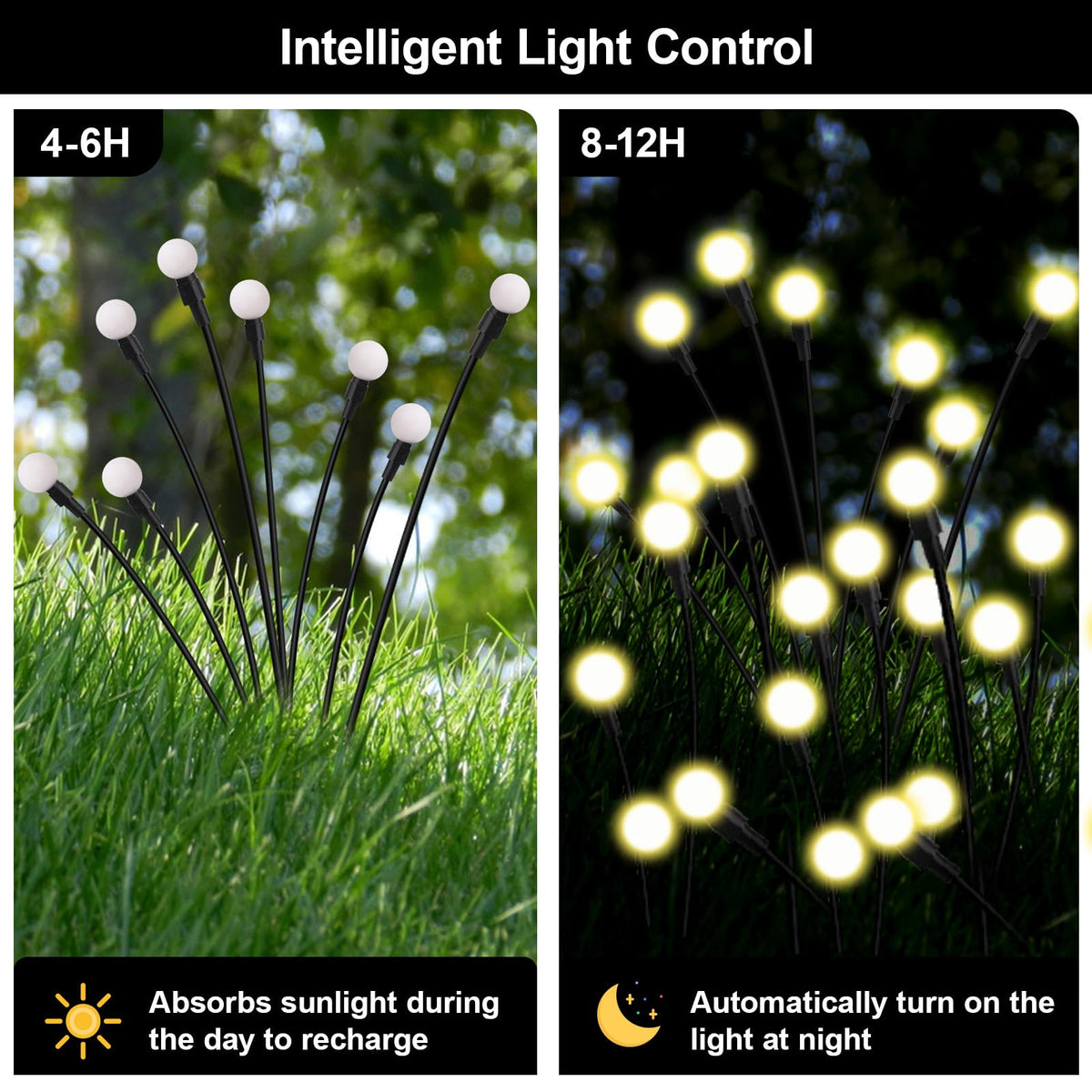 Petriveil Solar Firefly Lights Warm White, 8 Modes 800mAh Swaying Firefly Yard Lights Solar Powered Outdoor Waterproof for Outside Yard Patio Lawn Pathway Walkway Stake Christmas Garden Decor (8 Pack)