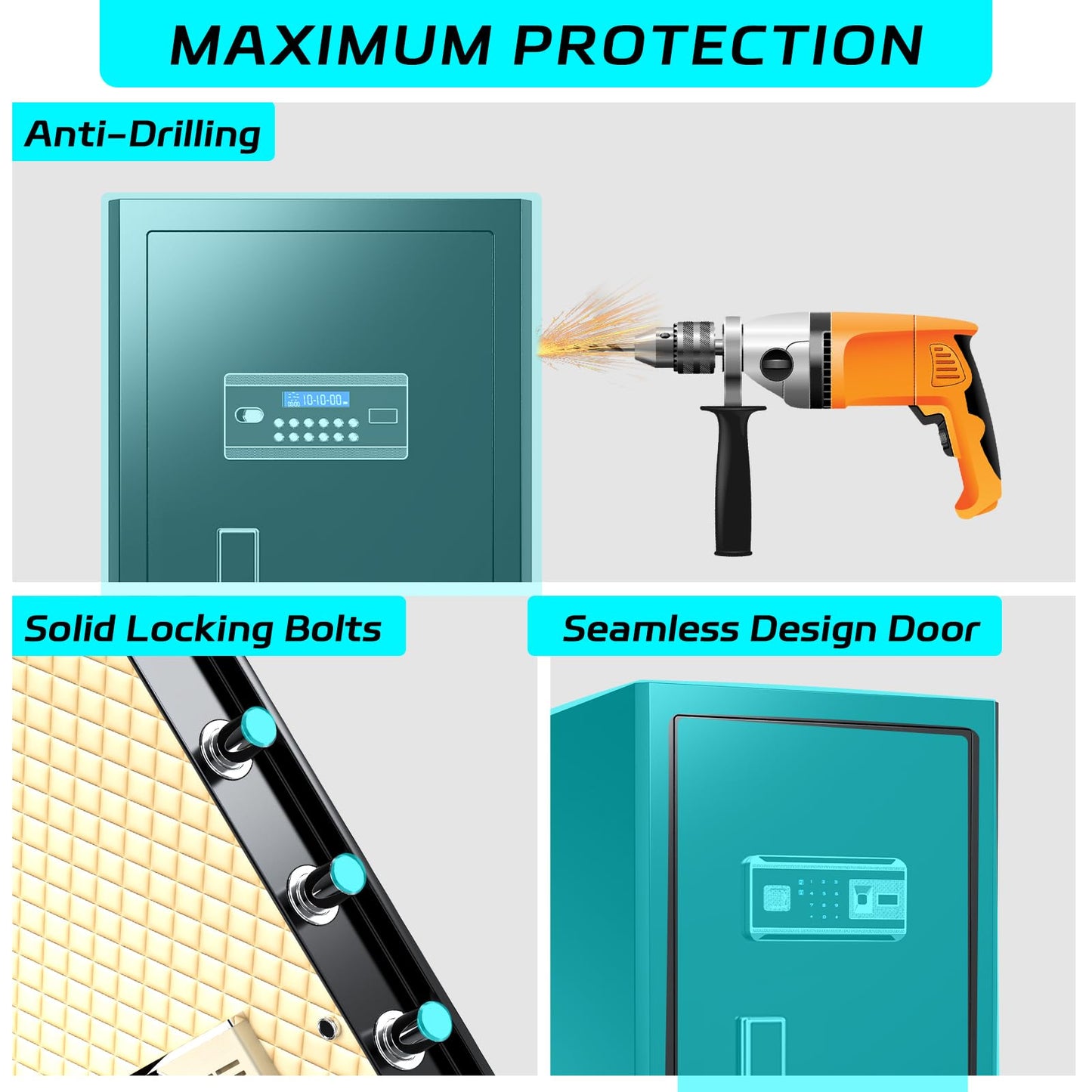 6.5 Cuft Biometric Safe,Home Safe with Fireproof Waterproof Bag,Anti-Theft Digital Security Lock Box with Smart Alert System,Removable Shelf,Built-in Drawer,Personal Document Safes for Money Jewelry