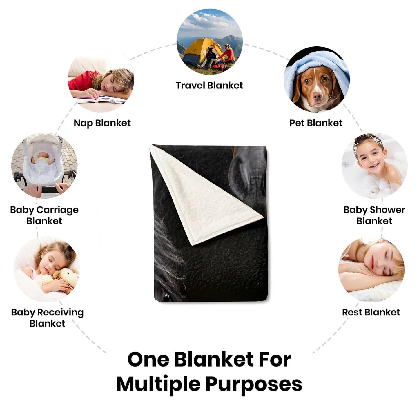 PAOABIU Horse Blankets, Black Horse Throw Blanket for Couch Bed Sofa, Farmhouse Animals Blankets and Throws - Super Soft Cozy Plush Flannel Blanket Gifts & Decor, 66x90