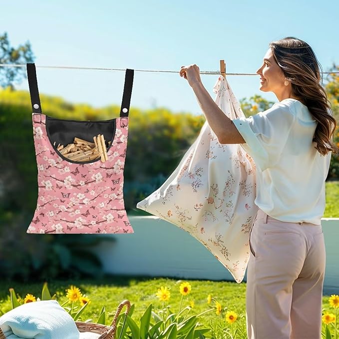 Clothespin Bag for Outdoor Laundry Clothesline and Clothes Pin Holder