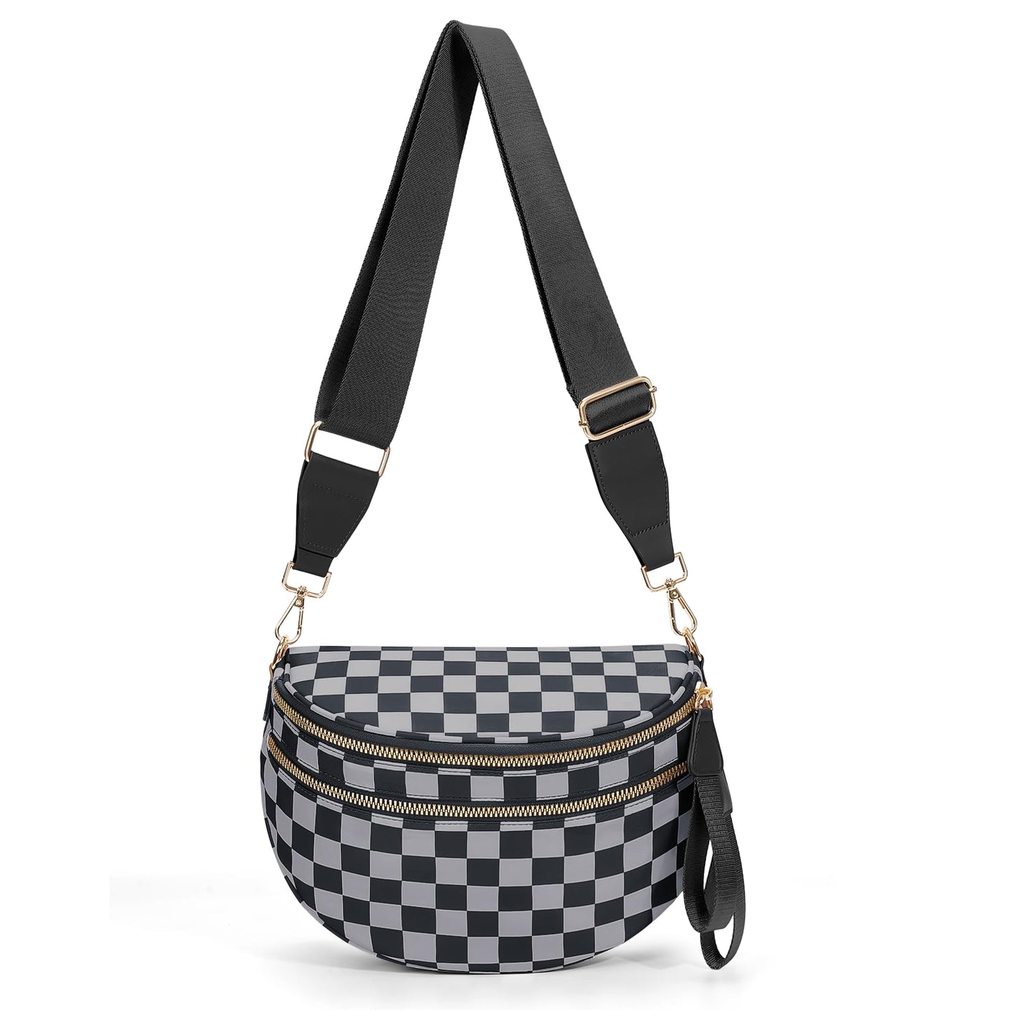 Checkered Crossbody Bum Bags for Women Nylon Checkered Purse Checkerboard Fanny Pack