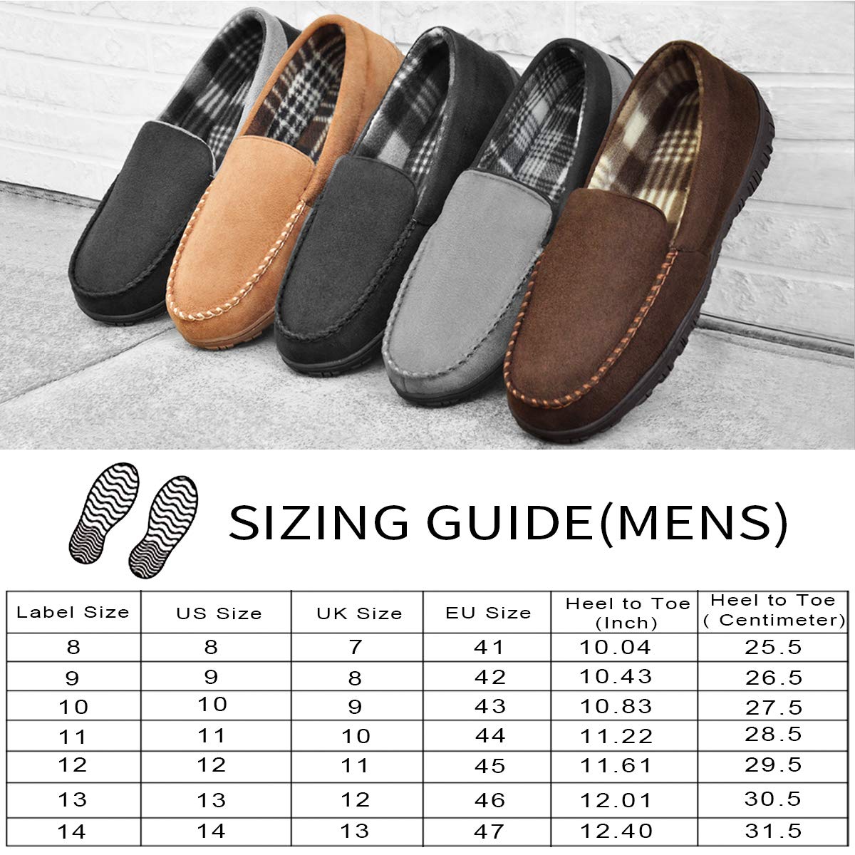 MIXIN Slippers for Men Moccasin House Shoes with Comfortable Memory Foam Size 9 Black