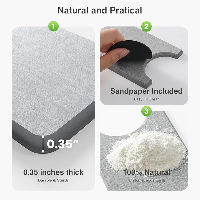 15.8" x 4" Stone Faucet Mat for Kitchen Sink, Quick Drying Diatomite Sink Tray