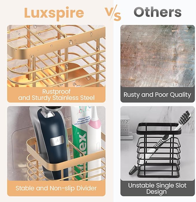 Luxspire Toothbrush Holders for Bathroom, Stainless Steel Electric Toothbrush