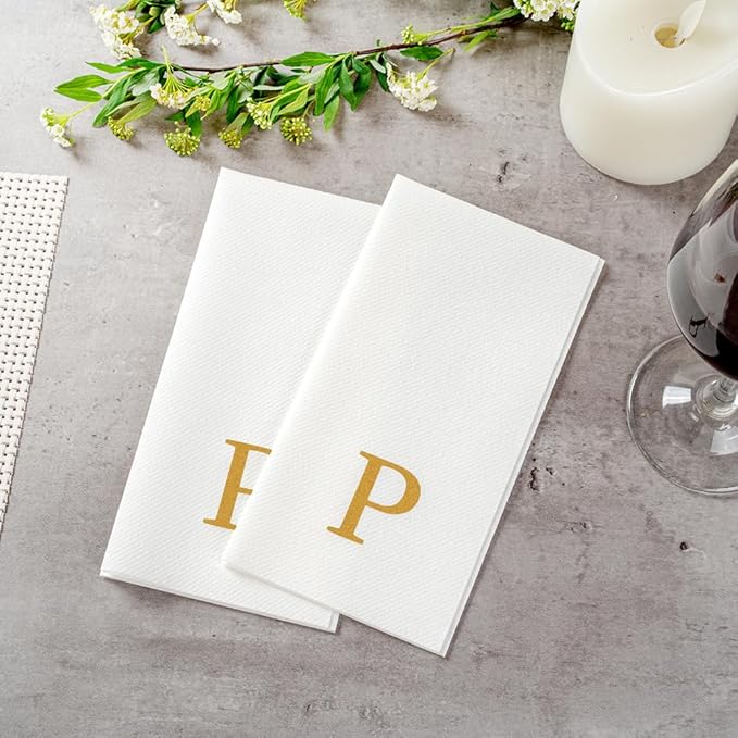 Luxenap 15.8 X 7.9 Inch Linen-Feel Guest Towels, 2000 Lettered Hand Towels