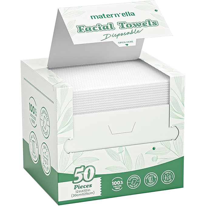 MATERN'ELLA Disposable Face Towels XL Ultra Soft Biodegradable Dry Wipes