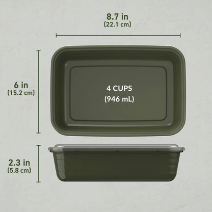 Bentgo Prep - 20-Piece 1-Compartment Reusable Meal Prep Containers with Lids, PFAS & BPA Free Materials, Durable, Microwave, Freezer, & Dishwasher Safe To Go Food Storage (Khaki Green)