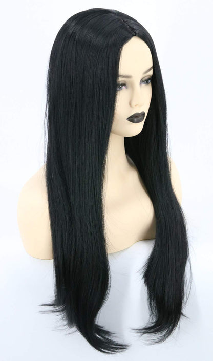 Topcosplay Women's Long Black Straight Wig Cosplay Wig Halloween Costume Wigs (Black)